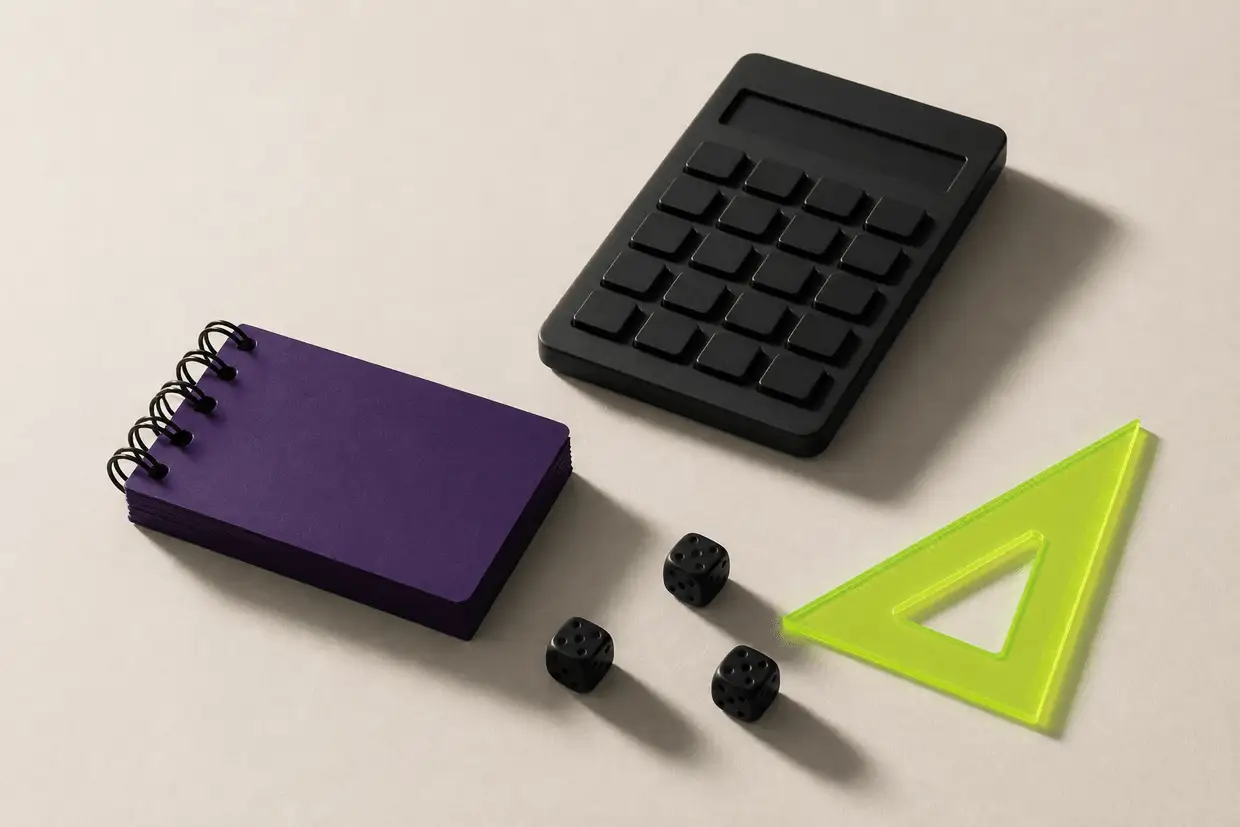 A black mechanical keyboard corner, a coiled network cable, a violet USB stick and a lime measuring tape pulled out slightly